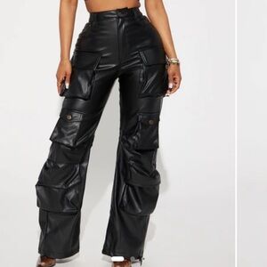 Fashion Nova Leather Cargo Pants